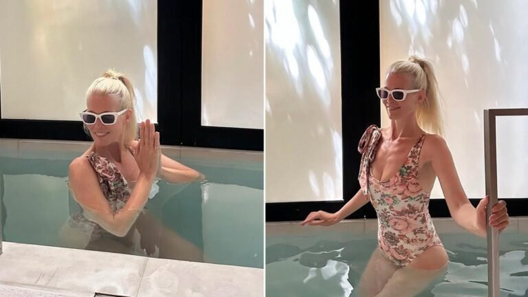 Supermodel Claudia Schiffer, 54, shows off youthful figure during summer ice plunge