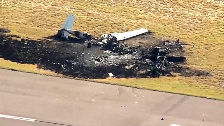 Midair plane crash kills one person near Colorado airport as both planes catch fire