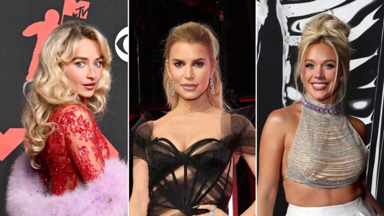 Sabrina Carpenter, Jessica Simpson, Megan Moroney heat up VMAs red carpet in sheer gowns