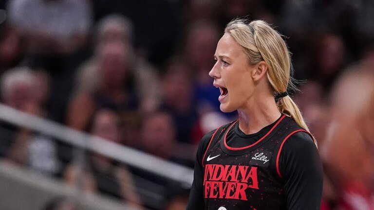 Sophie Cunningham confronted by police during Fever's playoff win in Atlanta
