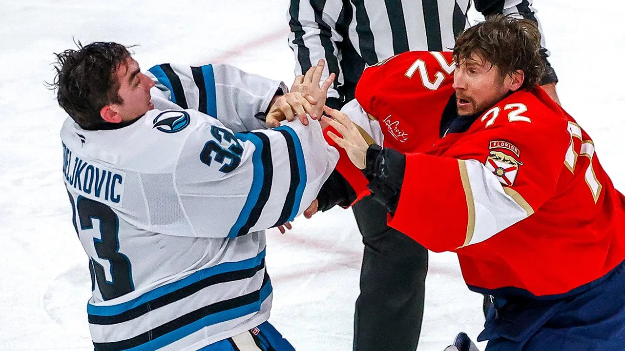 NHL goaltenders get into rare fight during Sharks' win over Panthers