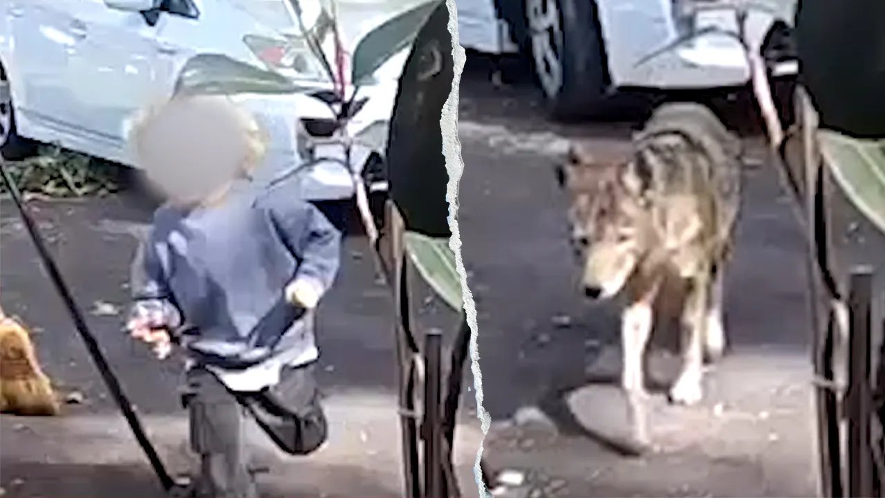 Toddler flees in terror as coyote chases him outside California family home in broad daylight