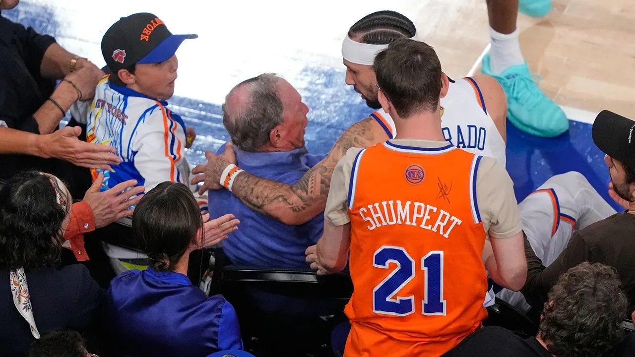 Knicks guard nearly wipes out Michael Bloomberg diving for loose ball during NBA Finals Game 3