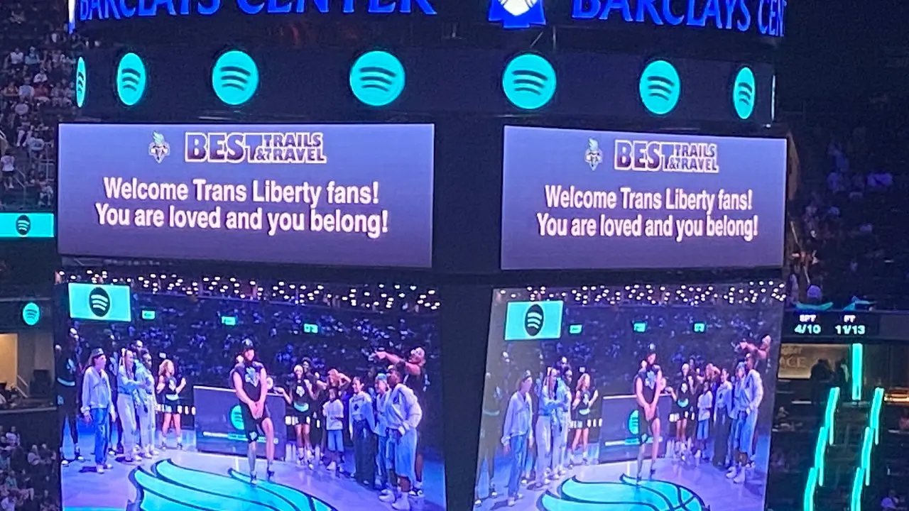 NY Liberty run pro-trans messages on scoreboard vs Fever as protesters erupt outside arena, refuse interview