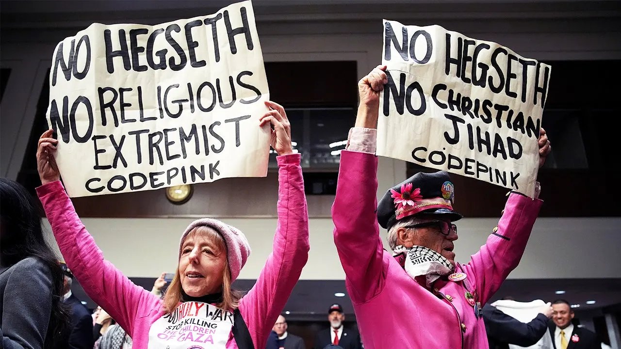 Leftist protester disrupts 'climate week' event by ranting against US military