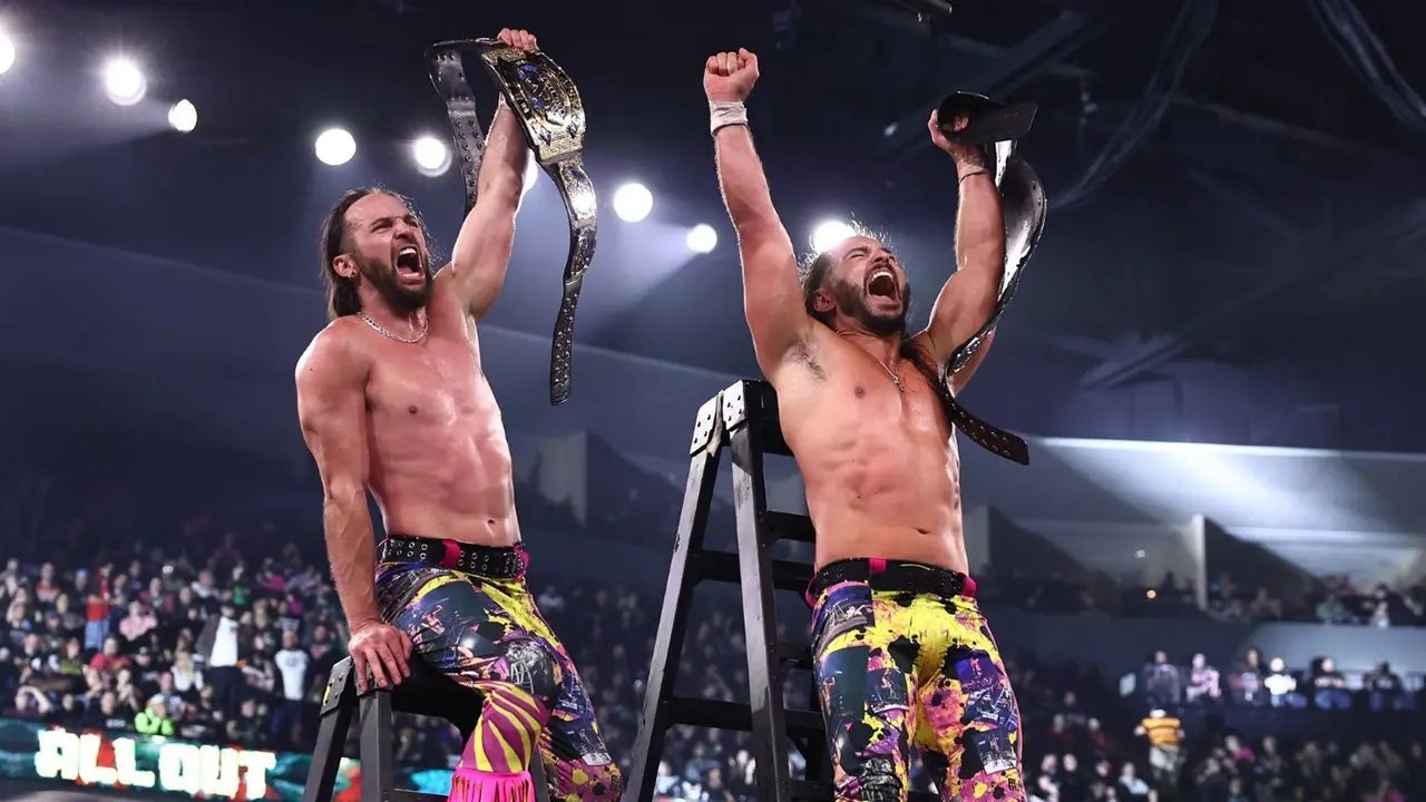 The Young Bucks make AEW history with victory in three-way ladder match at All Out