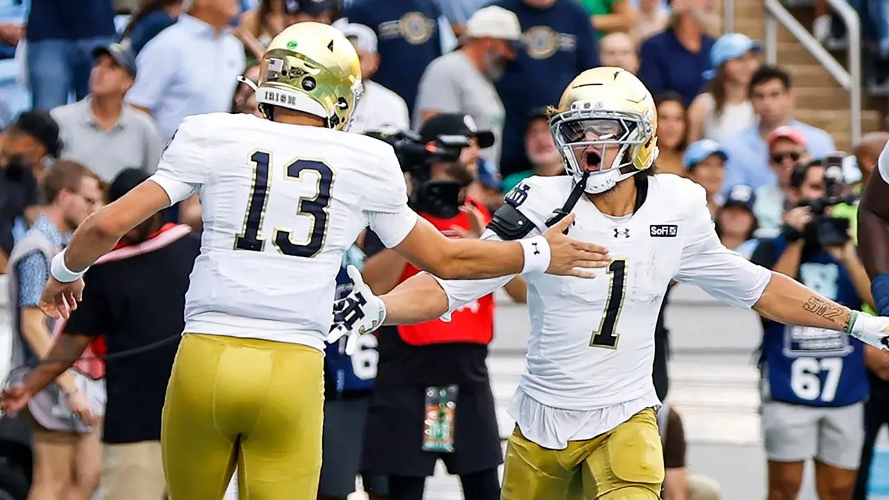 UNC presents Notre Dame with early scare, but Fighting Irish roll in rainy conditions to remain undefeated